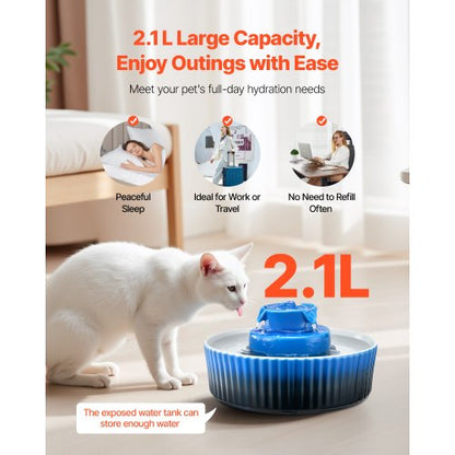 Ceramic Cat Fountain 2.1 L Cupcake Pet Fountain for Cats and Dogs | EU