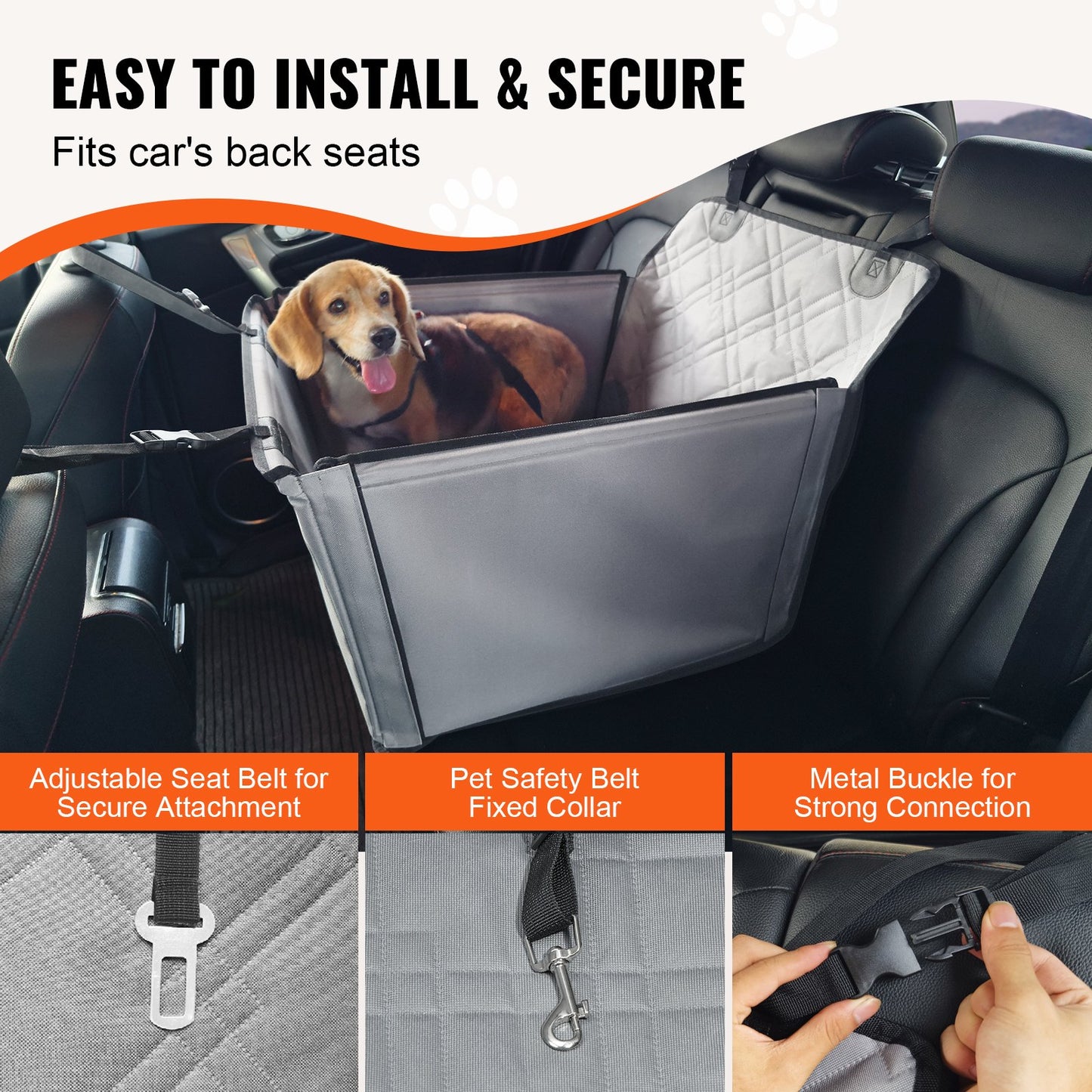 Dog Booster Car Seat Pet Car Seat for SML Dogs up to 40 lbs Gray