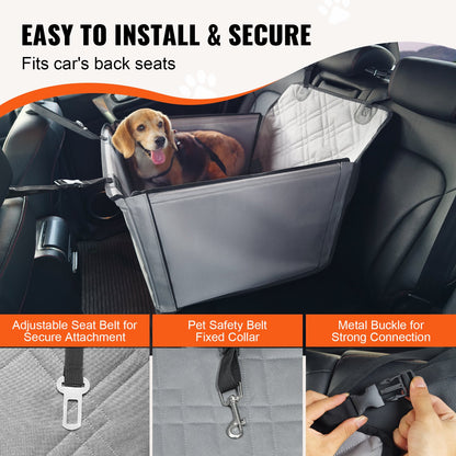 Dog Booster Car Seat Pet Car Seat for SML Dogs up to 40 lbs Gray