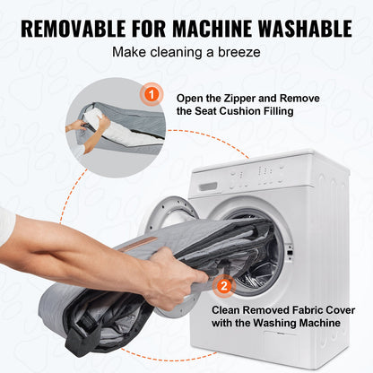 Dog Car Seat, Waterproof Dog Booster Seat for Car, Pet Car Seat with Clip-On Safety Leash, PP Cotton Filling, Dog Car Bed for Medium & Large Dog up to 100 lbs, Gray