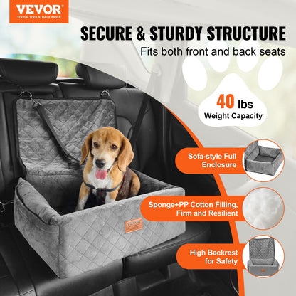 Dog Booster Car Seat Pet Car Seat for Small Medium Dogs up to 40 lbs Gray