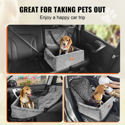 Dog Booster Car Seat Pet Car Seat for Small Medium Dogs up to 40 lbs Gray