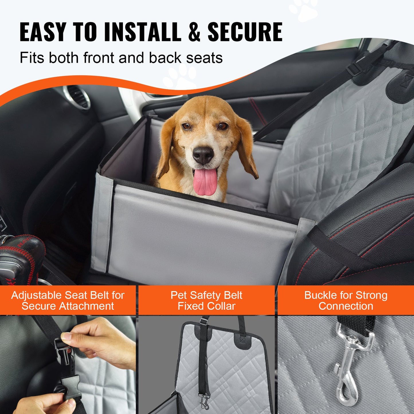 Dog Booster Car Seat Pet Car Seat for Small Dog up to 26 lbs Gray
