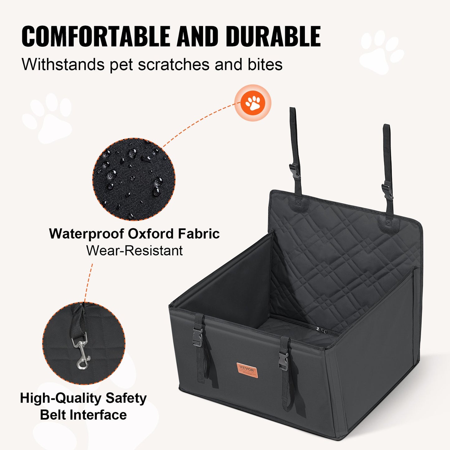 Hunde-Booster-Autositz, Haustier-Autositz für kleine und mittelgroße Hunde bis zu 18 kg, Schwarz