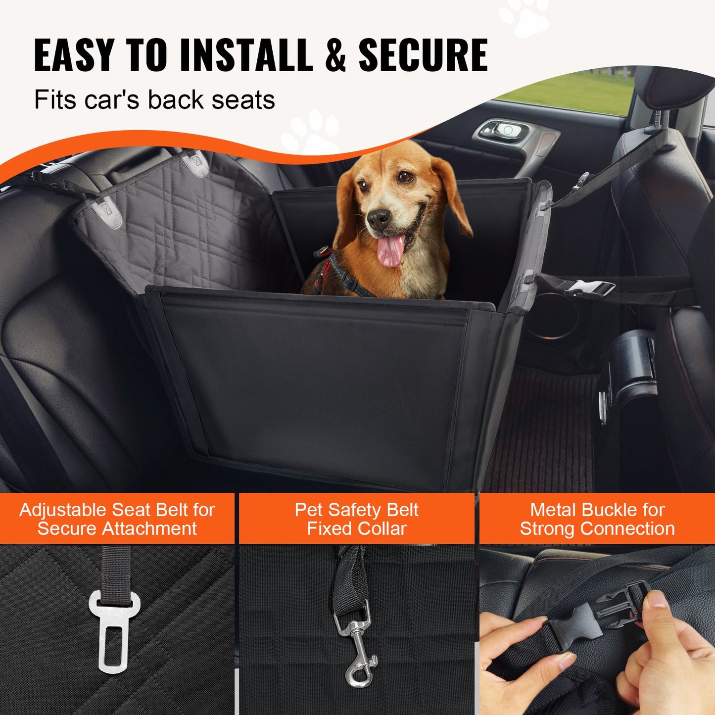 Dog Booster Car Seat Pet Car Seat for SML Dogs up to 48.5 lbs Black