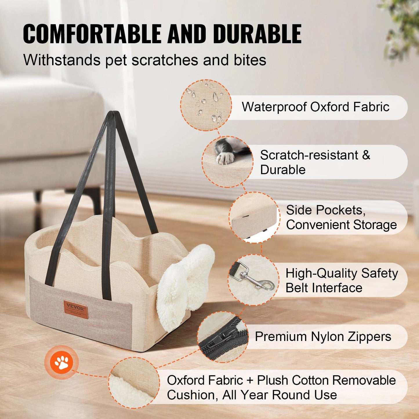 Center Console Dog Car Seat Dog Booster Car Seat for Small Dog 8 lbs