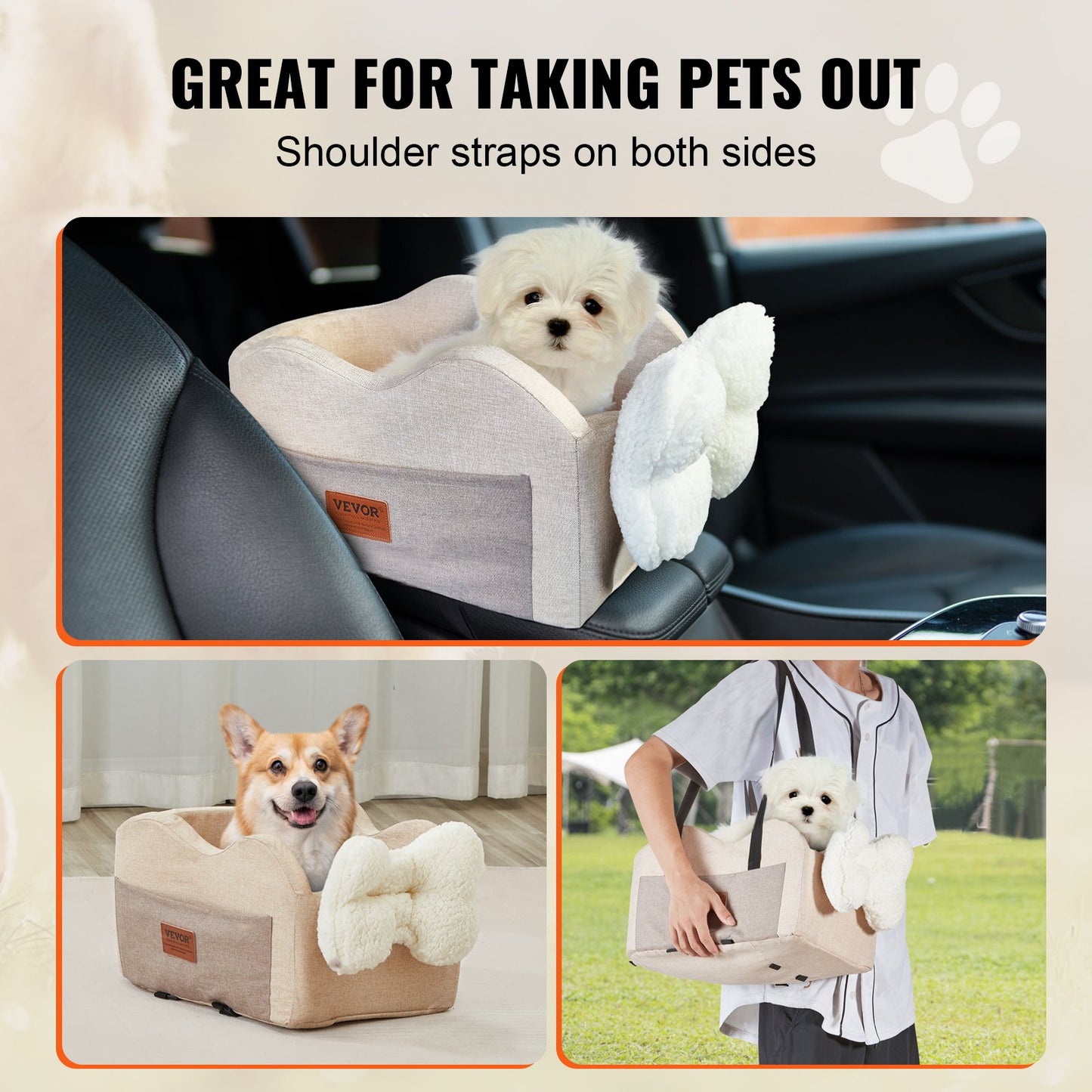 Center Console Dog Car Seat Dog Booster Car Seat for Small Dog 8 lbs