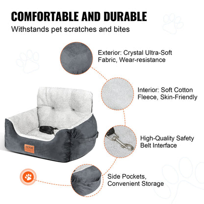 Dog Booster Car Seat Pet Car Seat for Small Dog Up to 20lbs Dark Gray