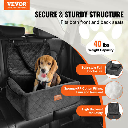 Dog Booster Car Seat Pet Car Seat för små medelstora hundar upp till 40 lbs Svart