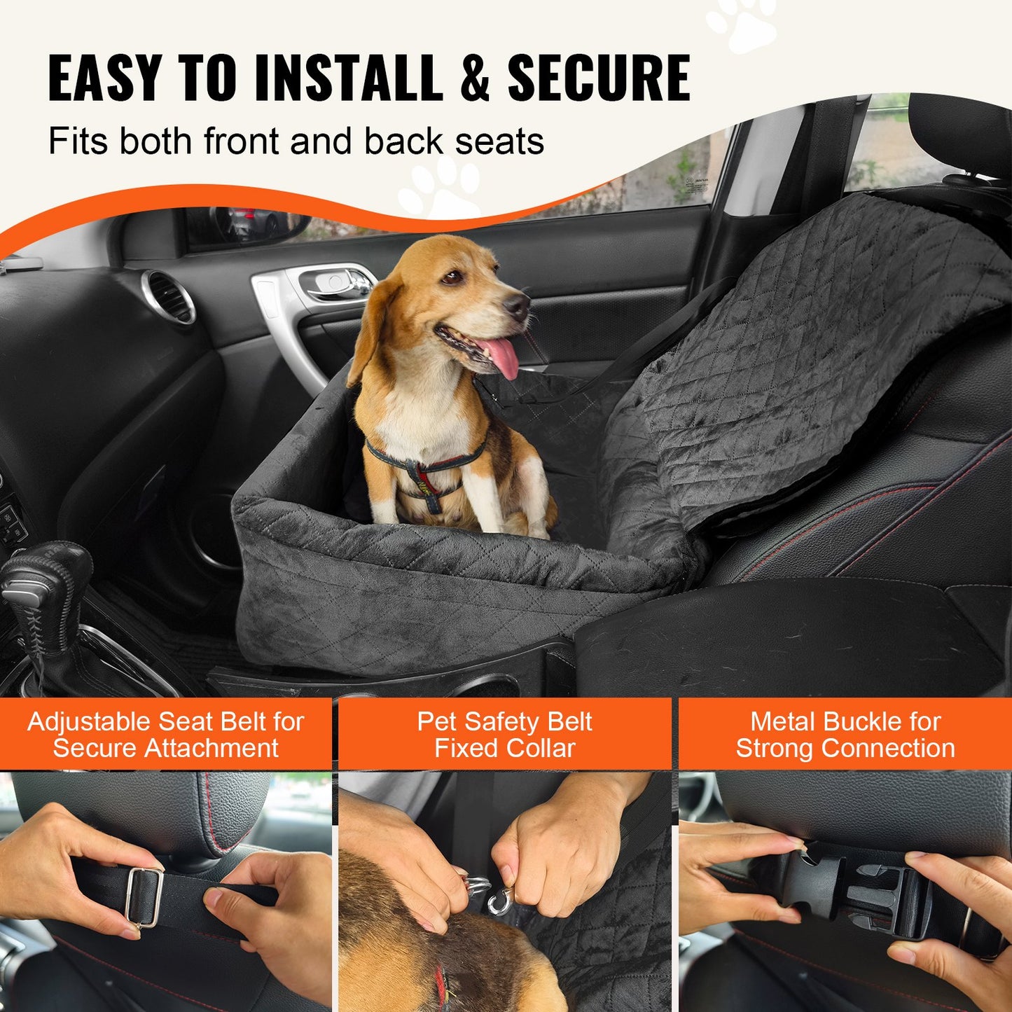 Dog Booster Car Seat Pet Car Seat för små medelstora hundar upp till 40 lbs Svart