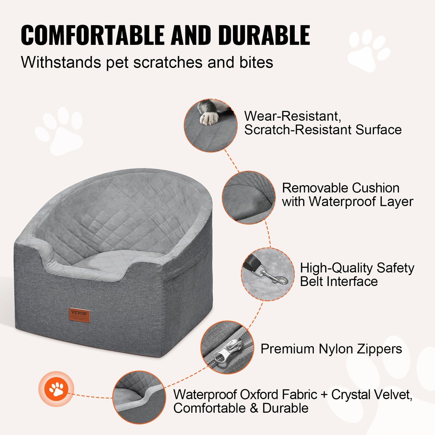 Dog Booster Car Seat Pet Car Seat for Small Medium Dog up to 55 lbs Gray