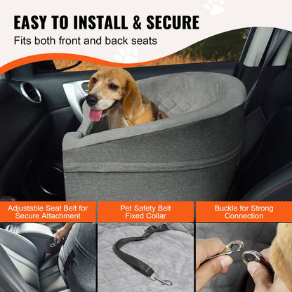 Dog Booster Car Seat Pet Car Seat for Small Medium Dog up to 55 lbs Gray