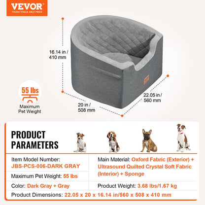 Dog Booster Autositz Haustier-Autositz für kleine und mittelgroße Hunde bis zu 55 lbs Grau