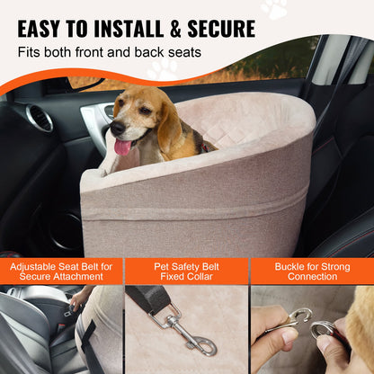 Dog Booster Car Seat Pet Car Seat for Small Medium Dogs up to 55 lbs Brown