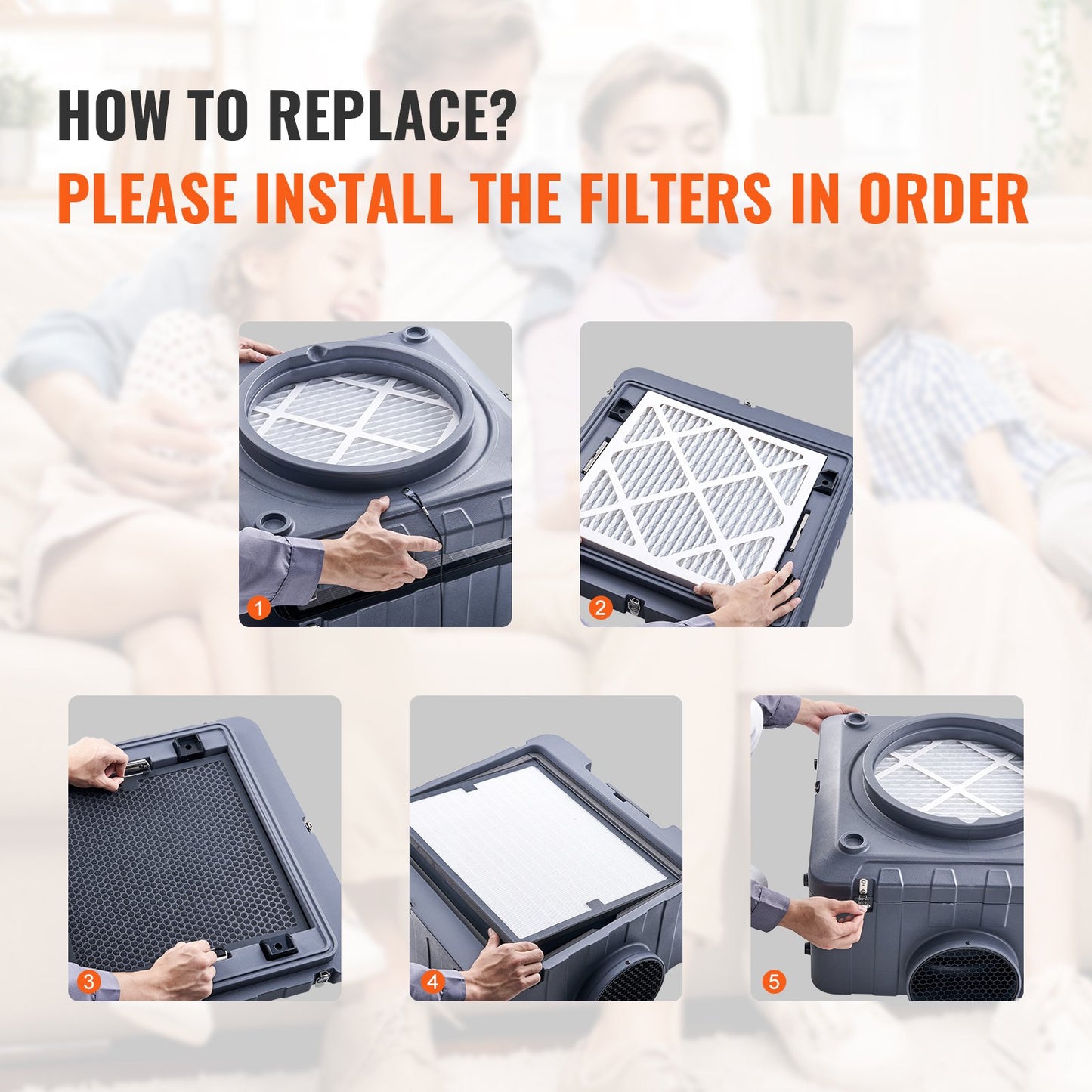 Protective Pre Filters, 5 Pack, 15.75'' x 15.75'' Air Filter Replacement, High-efficient Stage 1 Filters Compatible w/ BlueDri & Scrubber, Air Purifiers, Water Damage Restoration Equipment