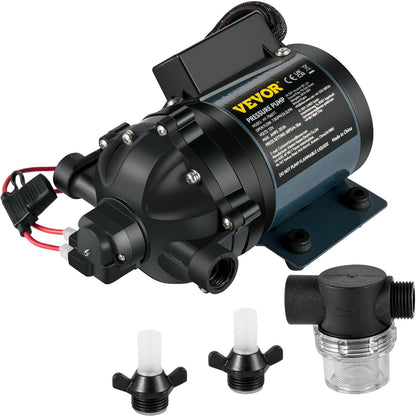 Washdown Pump, 12V DC, 7 GPM 60 PSI, Max. 10 FT Self-Priming Water Pump for Lifting, with EPDM Valve, Universal Saltwater Strainer &amp; Female/Male Thread, for RV, Marine Deck, Yacht