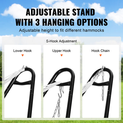 Universal 2 Person Hammock Stand, Adjustable Heavy Duty 550 lbs Capacity Hammock Stand Fits 7.5-13.5 ft Hammocks for Outdoor and Indoor Portable Hammock Stand with Chain, Hook, and Carrying Bag