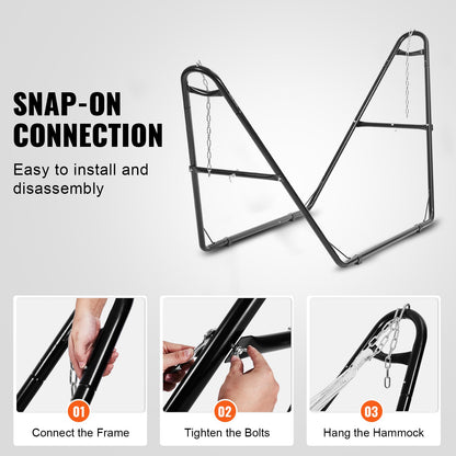 Universal 2 Person Hammock Stand, Adjustable Heavy Duty 550 lbs Capacity Hammock Stand Fits 7.5-13.5 ft Hammocks for Outdoor and Indoor Portable Hammock Stand with Chain, Hook, and Carrying Bag