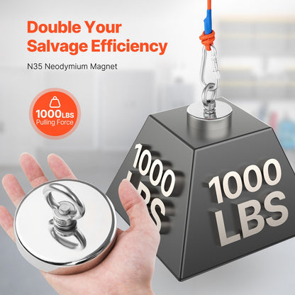 Fiskemagnet Stark Heavy Duty Rare Earth Neodymium Pull Force 1000 LBS