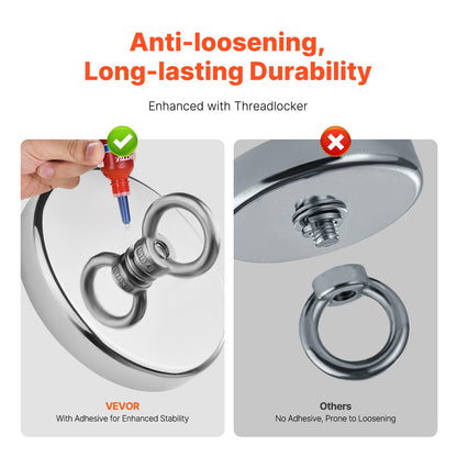 1300 LBS Strong Fishing Magnet Kit Enkelsidig dragkraftsrep karbinhake