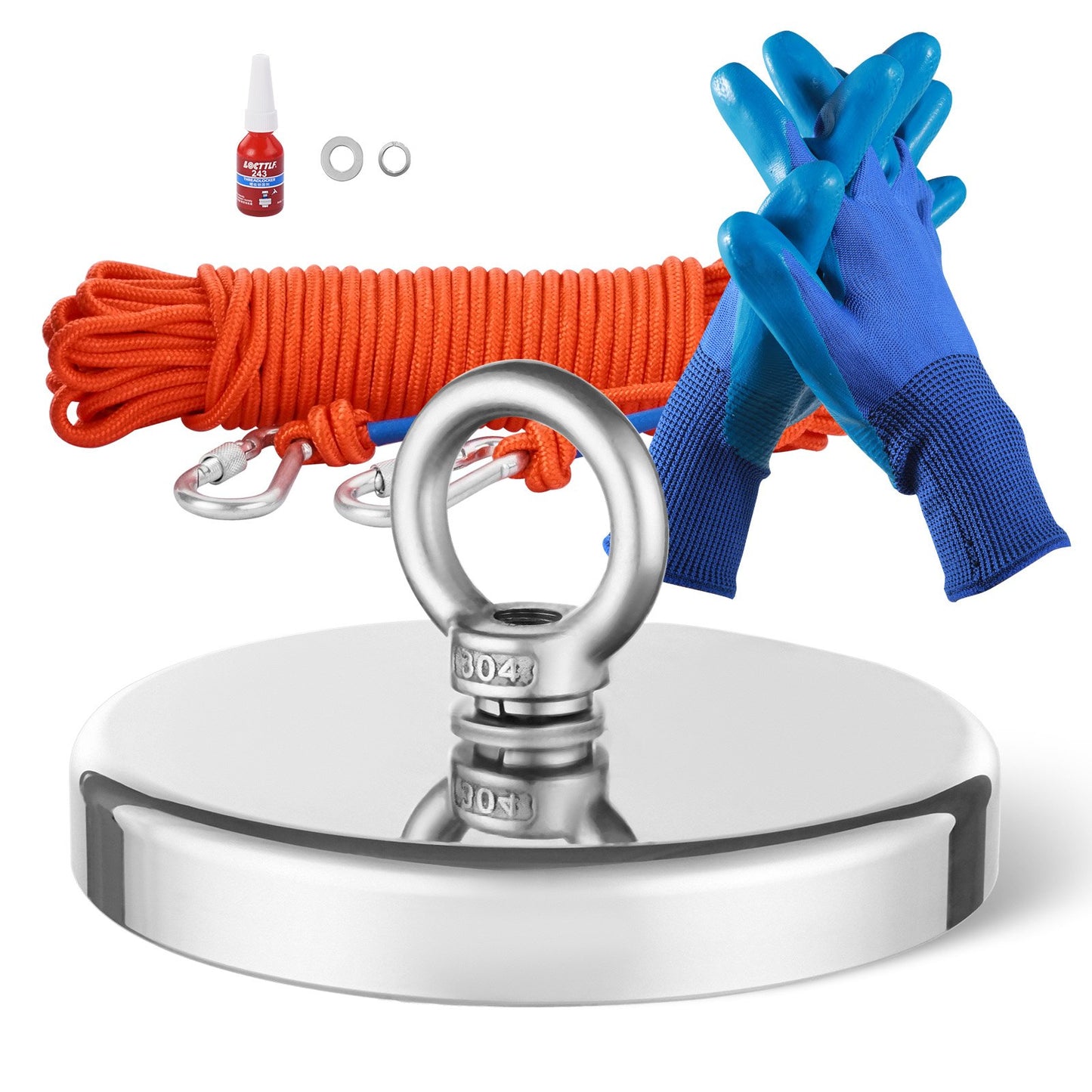 1300 LBS Strong Fishing Magnet Kit Enkelsidig dragkraftsrep karbinhake