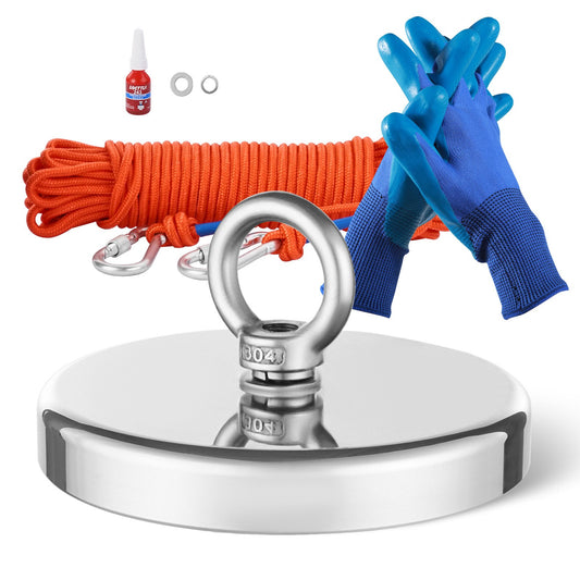 1300 LBS Strong Fishing Magnet Kit Enkelsidig dragkraftsrep karbinhake