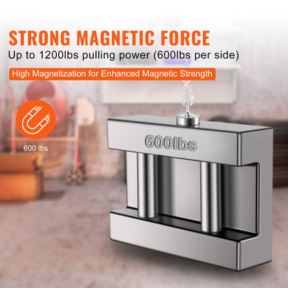 Magnet-Angelset, 1200 lbs Zugkraft, doppelseitige Angelmagnete, 2,95 Zoll Durchmesser Magnet mit Seil, Enterhaken, Handschuhen, wasserdichtem Gehäuse, Drahtschloss, Ringschraube, zum Angeln