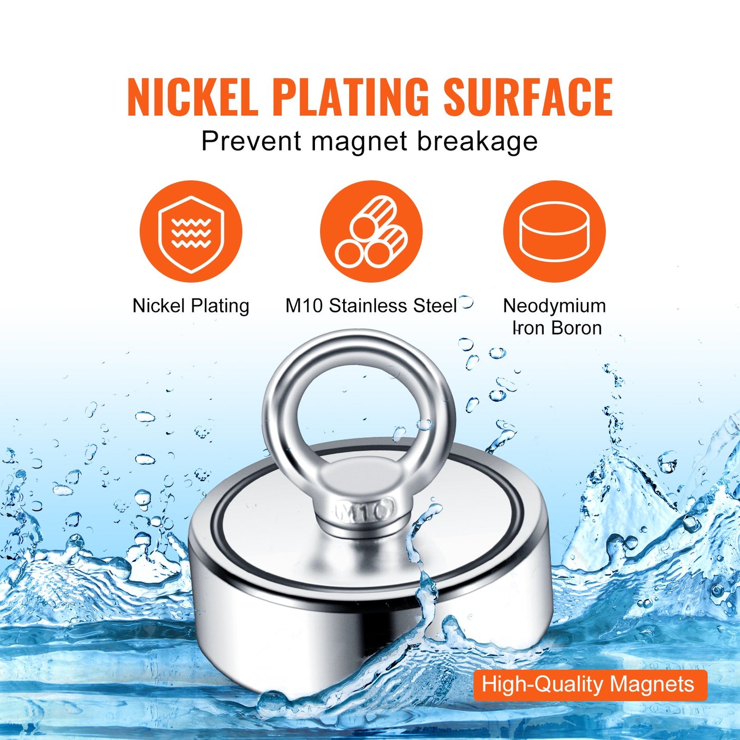 Magnet-Angelset, 1200 lbs Zugkraft, doppelseitige Angelmagnete, 2,95 Zoll Durchmesser Magnet mit Seil, Enterhaken, Handschuhen, wasserdichtem Gehäuse, Drahtschloss, Ringschraube, zum Angeln