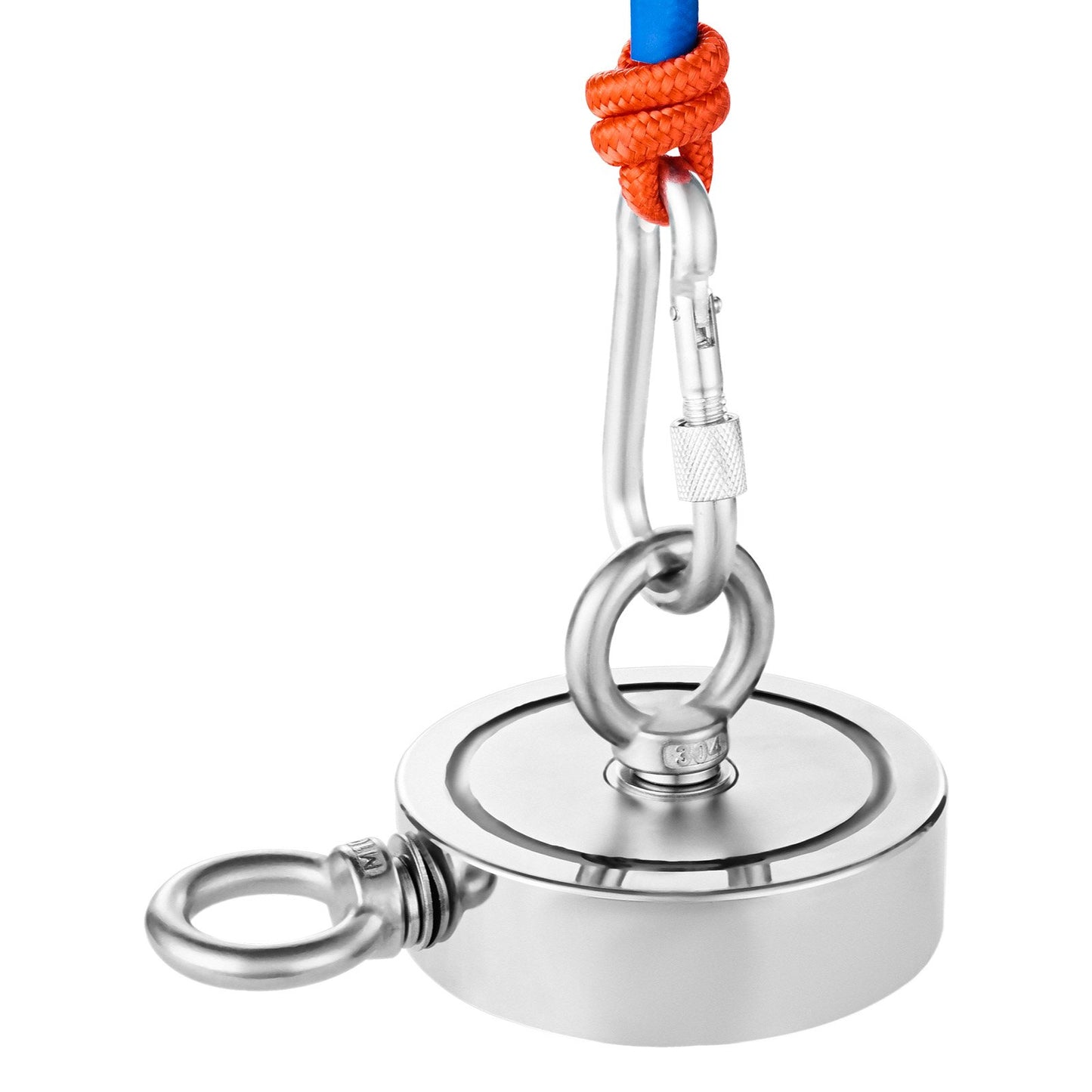 1400 LBS Starkes Angelmagnet-Kit Doppelseitiger Karabiner mit Zugkraft