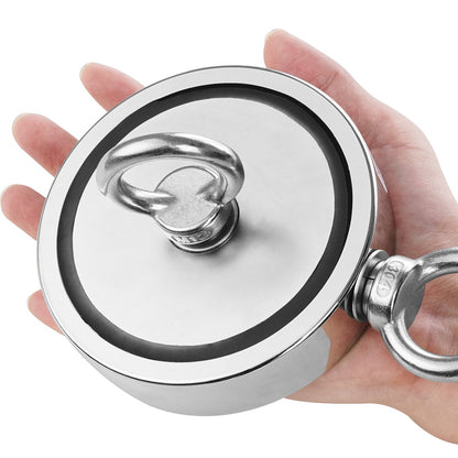 2000 LBS Strong Fishing Magnet Kit Double Sided Traction Rope Carabiner