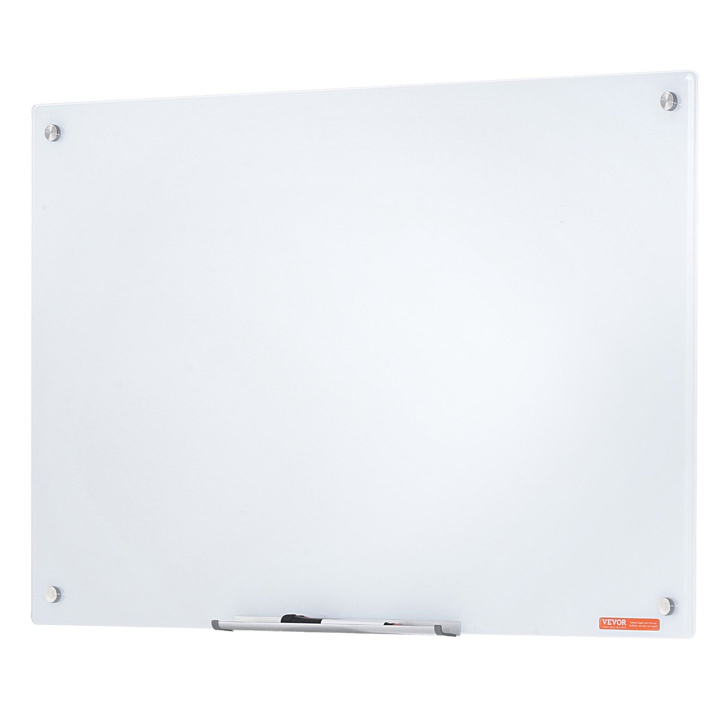 Magnetisches Glas-Whiteboard, Dry Erase Board 900 x 600 mm, Wandmontage, großes weißes Glasboard, rahmenlos, mit Markierungsablage, einem Radiergummi und 2 Markern, weiß