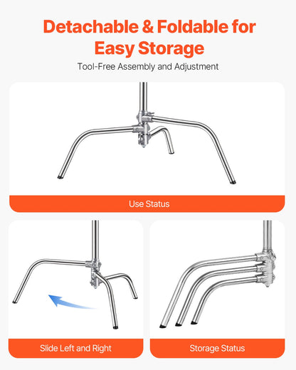 C Tripod Max Height 10.83 Feet/330cm Stainless Steel Photo Light Stand