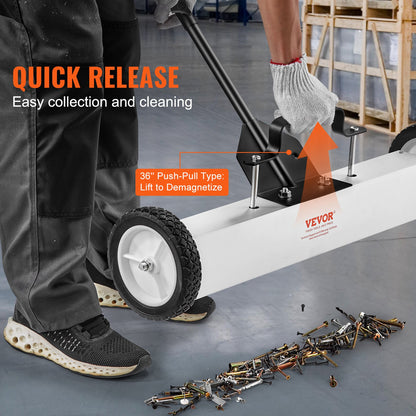 24 Zoll Magnetkehrmaschine mit Rädern Teleskop-Magnetaufnahmewerkzeug