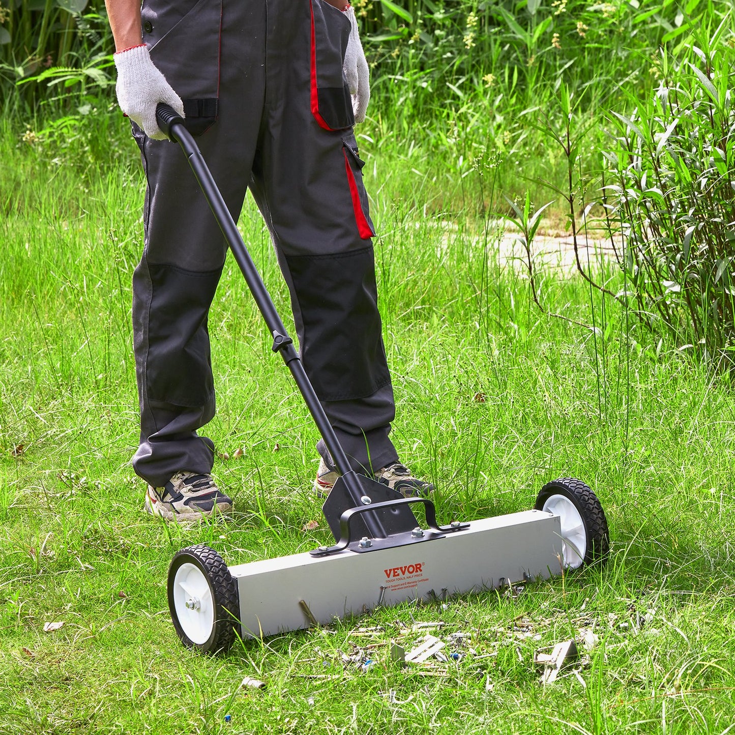 24-Inch Magnetic Sweeper with Wheels Telescoping Magnetic Pickup Tool