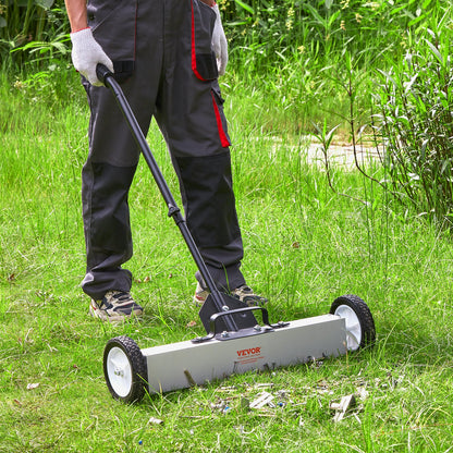 24-Inch Magnetic Sweeper with Wheels Telescoping Magnetic Pickup Tool