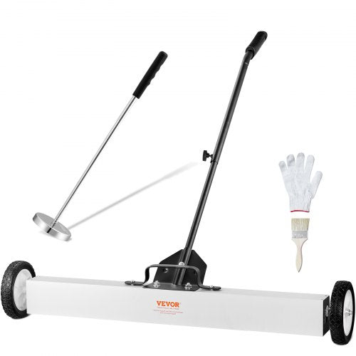 36-Inch Magnetic Sweeper with Wheels, 55 lbs Capacity, with Telescoping Magnetic Pickup Tool, Adjustable Handle, Magnetic Pickup Sweeper to Pick Up Nails and Screws, for Workshop, Garage, Yard
