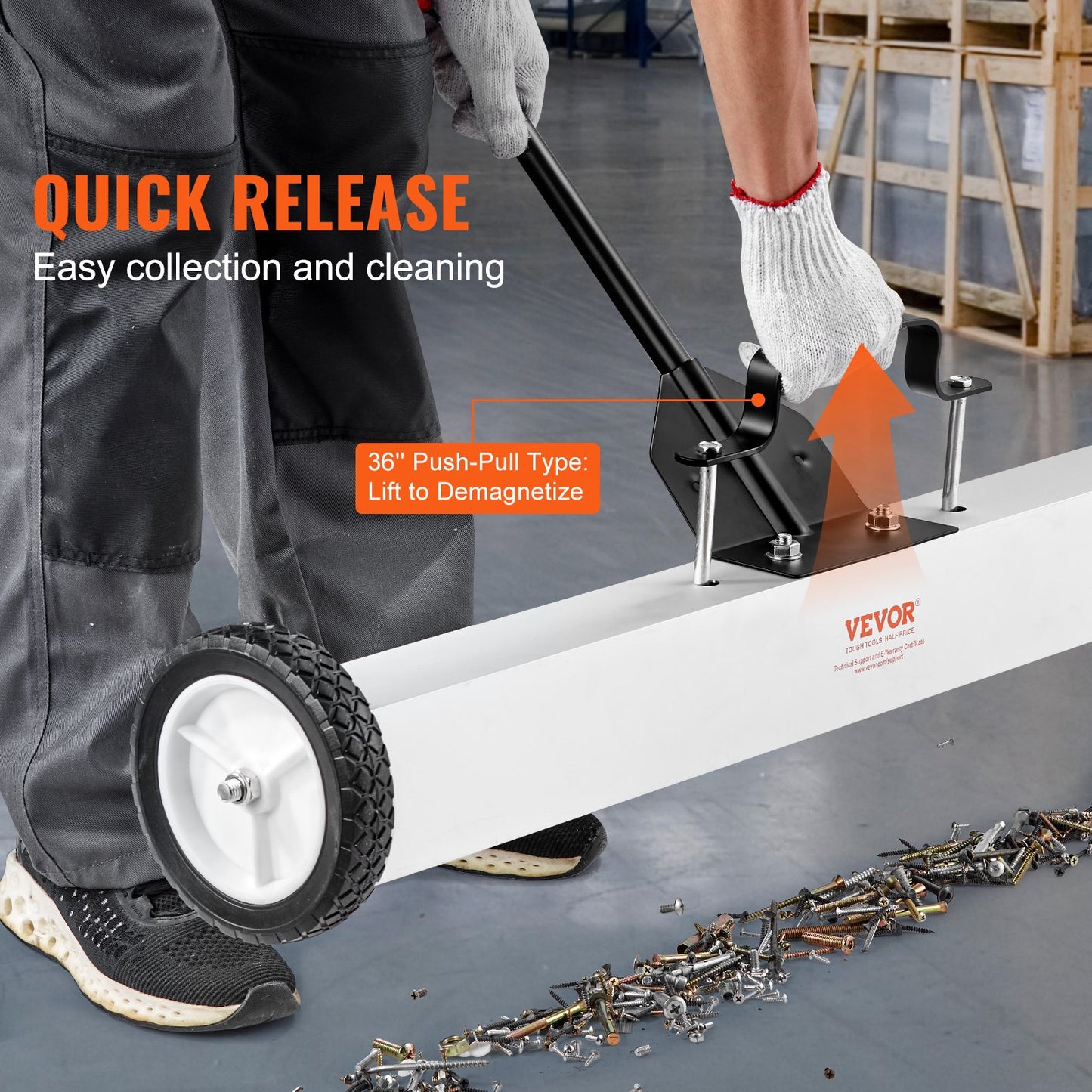 36 Zoll Magnetkehrmaschine mit Rädern Teleskop-Magnetaufnahmewerkzeug