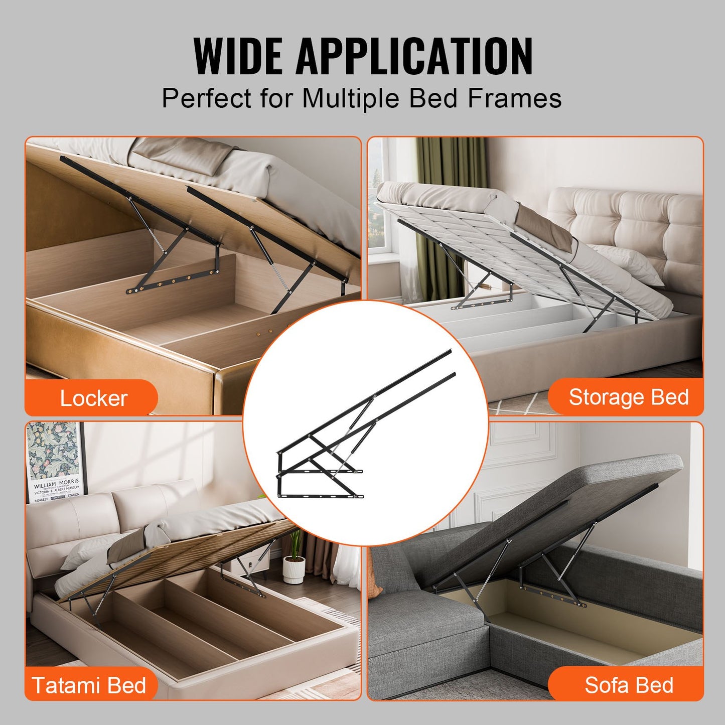 Bed Lift, 59x79 in Compatible Extra-large Size 309 lbs Load Bearing, DIY Wall Bed Mechanical Hardware Kit Vertical Deluxe, Pneumatic Lever Heavy Duty Support, Folding for Guestroom