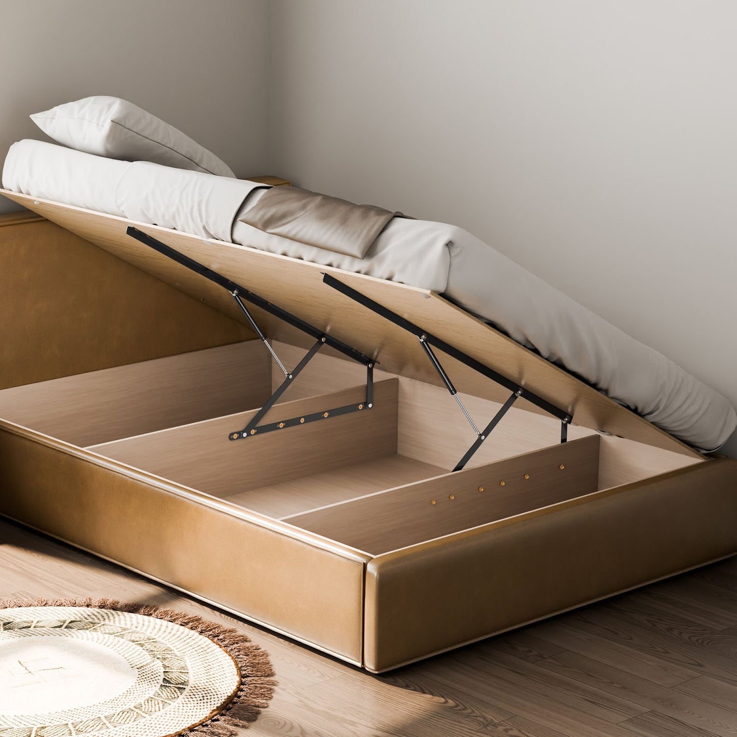 Bed Lift, 59x79 in Compatible Extra-large Size 309 lbs Load Bearing, DIY Wall Bed Mechanical Hardware Kit Vertical Deluxe, Pneumatic Lever Heavy Duty Support, Folding for Guestroom