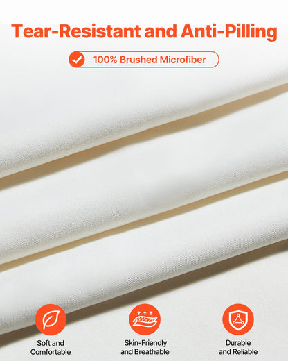 4-Piece Bed Sheet Set - Queen Size, 100% Brushed Microfiber Bedding Set with 2 Pillowcases, 1 Flat Sheet & 1 Fitted Sheet, Breathable & Wrinkle-Resistant Luxury Bed Sheets with 16" Deep Pocket