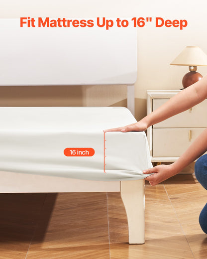 4-Piece Bed Sheet Set - Queen Size, 100% Brushed Microfiber Bedding Set with 2 Pillowcases, 1 Flat Sheet & 1 Fitted Sheet, Breathable & Wrinkle-Resistant Luxury Bed Sheets with 16" Deep Pocket