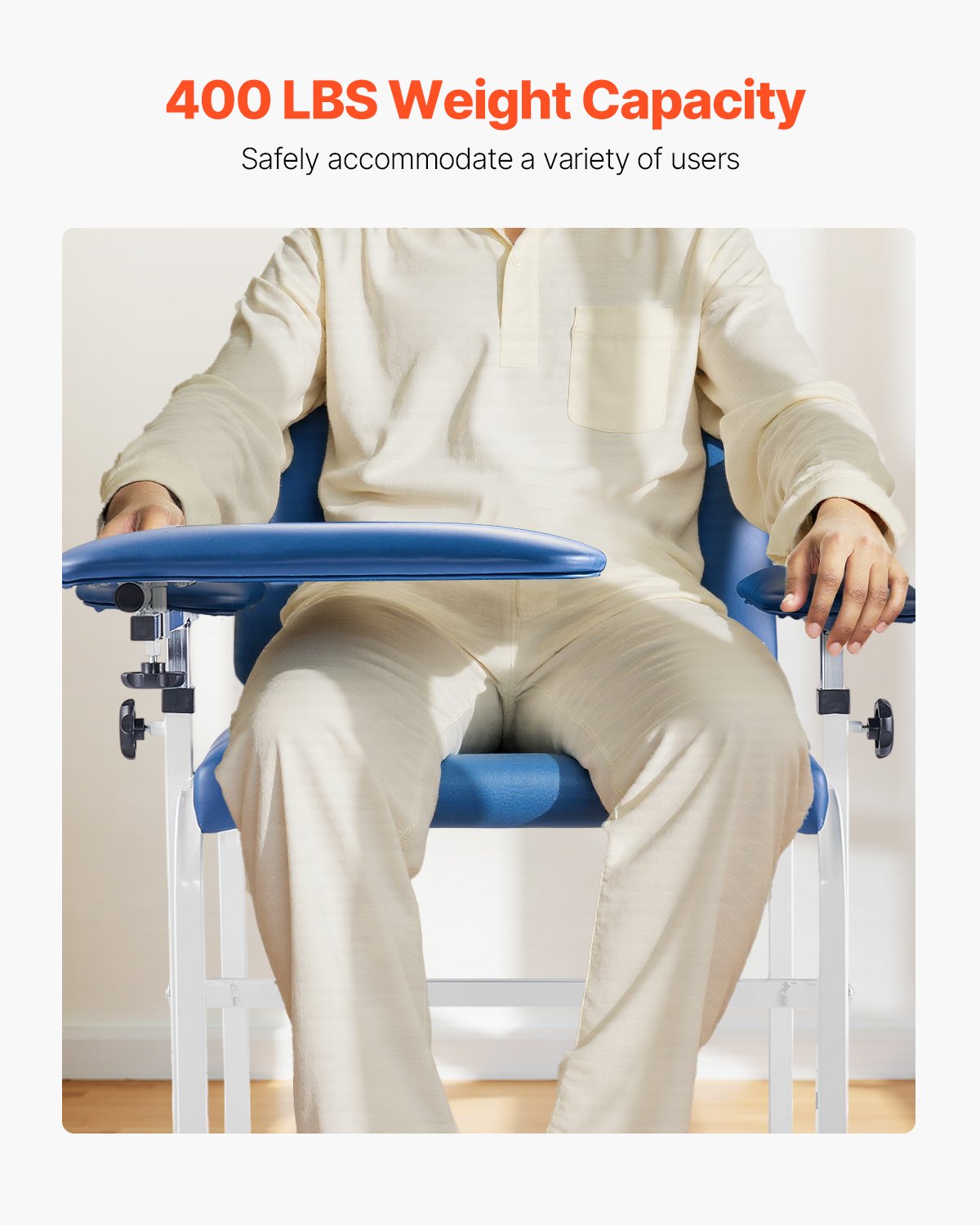 Phlebotomy Chair, Blood Draw Chair with Adjustable Armrests and Flip Arm, 400LBS Loading Blood Drawing Medical Chair with Soft Padded Seat, Easy-to-Clean PVC Leather for Hospitals, Labs, Clinics