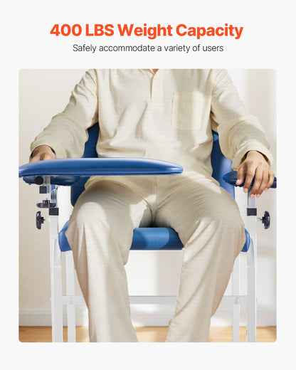 Phlebotomy Chair, Blood Draw Chair with Adjustable Armrests and Flip Arm, 400LBS Loading Blood Drawing Medical Chair with Soft Padded Seat, Easy-to-Clean PVC Leather for Hospitals, Labs, Clinics