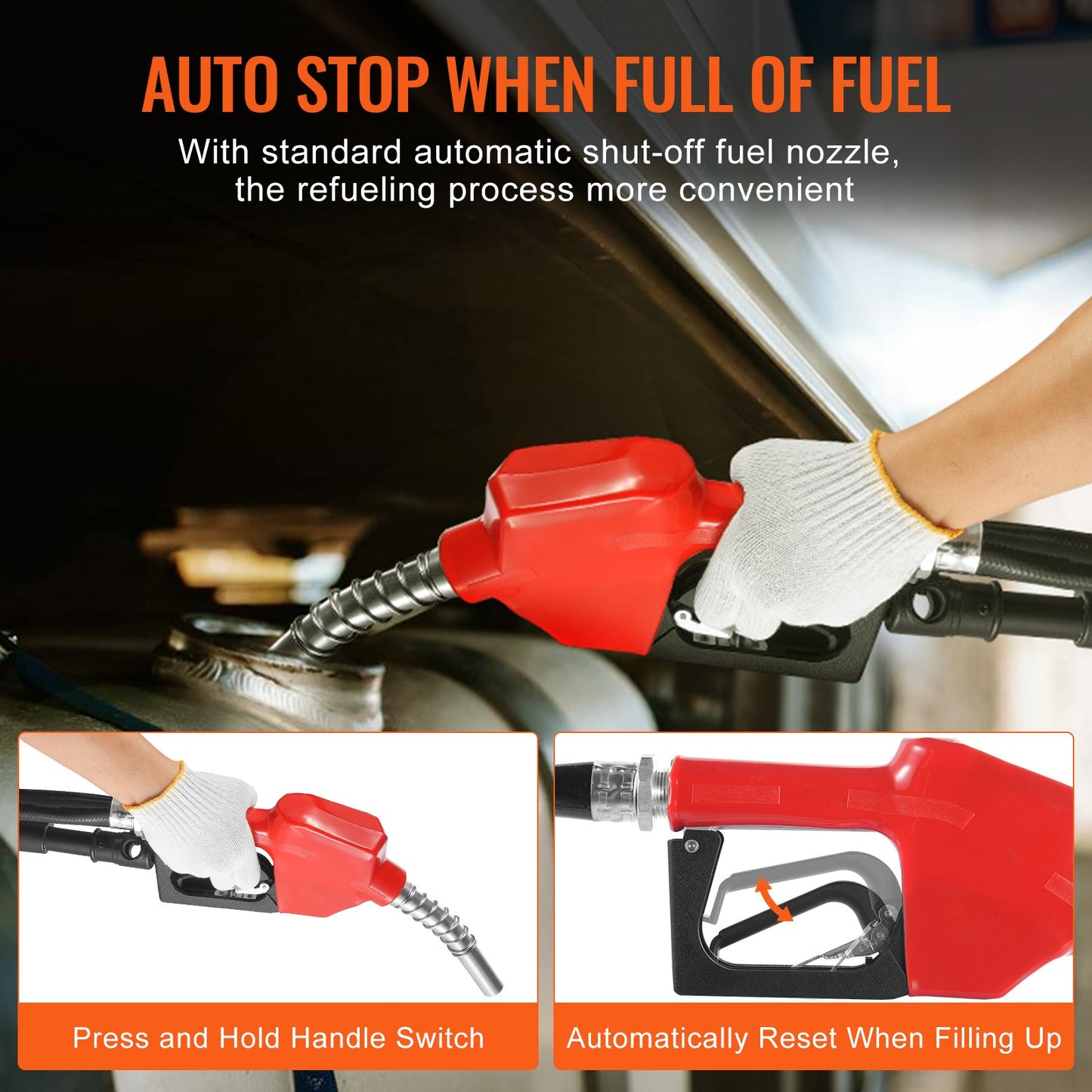 Fuel Transfer Pump 12V 10 GPM 1/4 HP Diesel Pump with Automatic Fuel Nozzle