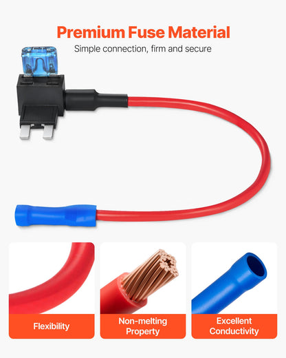 Fuse Tap, 24 Packs, 4 Types 12V Car Add-a-Circuit Fuse Tap Adapter, Standard Mini Micro2 and Low Profile Mini Blade Fuses Holder, ATO ATC ATM Fuses Adapter Jumper for Cars Trucks Boats