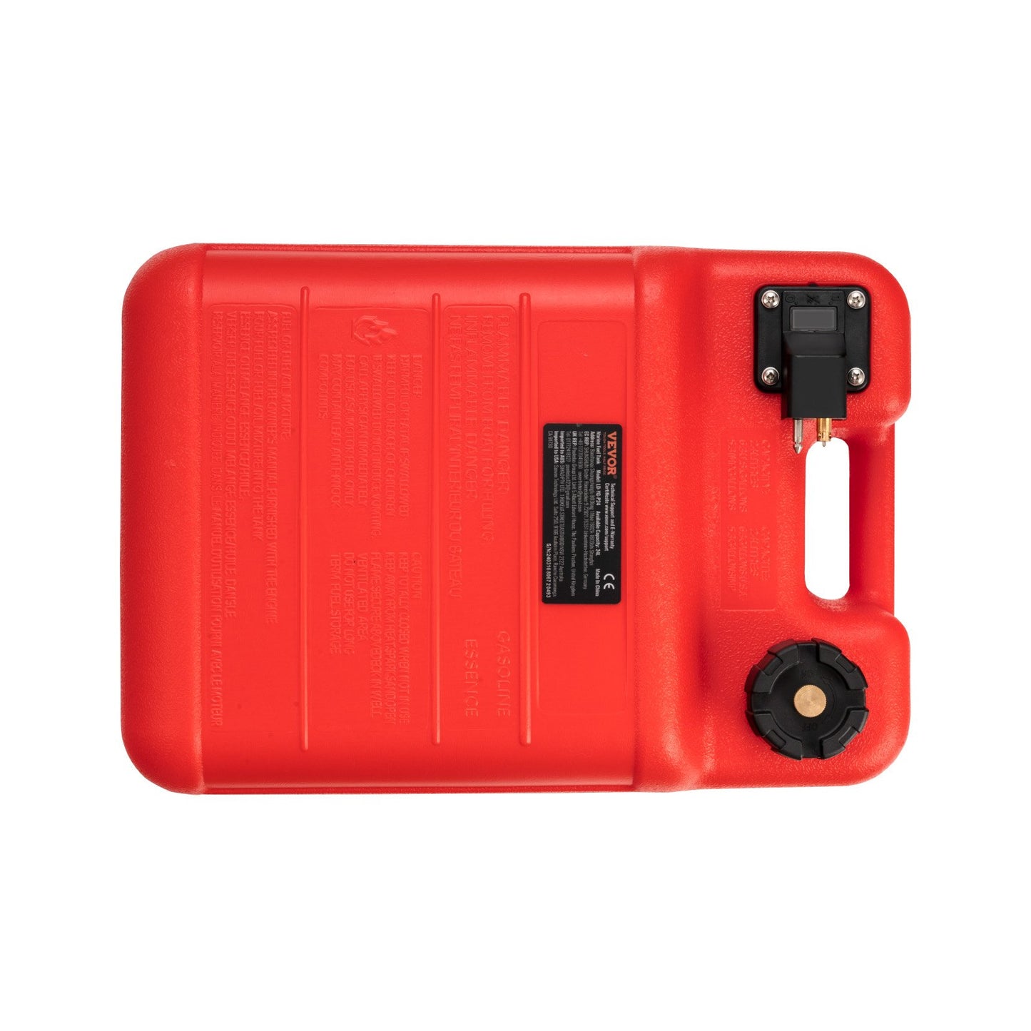 Marinbränsletank, 6,34 gallon/24L, bärbar bränslegastank för båtar för utombordsmotorbåtar, bränsletank för utombordare i plast med slang, lätt att bära för yacht, fiskebåt, däcksbåt, röd