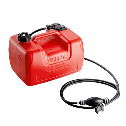 Marine-Kraftstofftank, 3,17 Gallonen/12 l, tragbarer Boots-Kraftstofftank für Außenbordmotorboote, Kunststoff-Außenbord-Kraftstofftank mit Schlauch, leicht zu tragen für Yacht, Fischerboot, Deckboot, rot