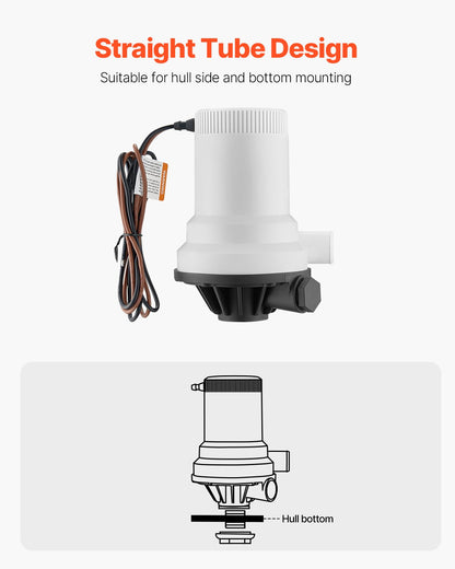Livewell-pump för båt 12V 1600GPH Livewell-luftningspump Rak 2 inlopp