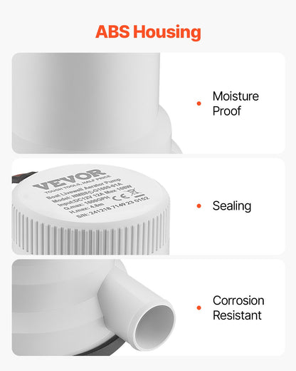 Livewell-pump för båt 12V 1600GPH Livewell-luftningspump Rak 2 inlopp