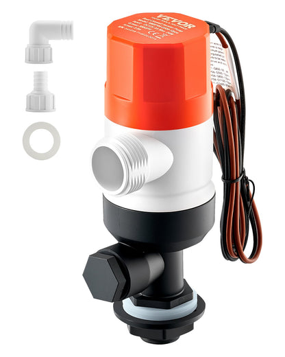 Livewell-Pumpe für Boot, 12 V, 500 GPH, Livewell-Belüftungspumpe, gerade, 2 Einlässe
